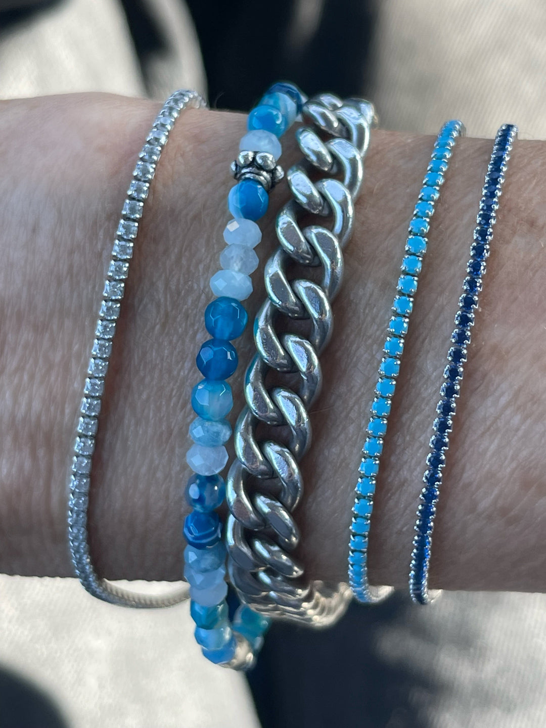 Caroline Néron Bracelets de cheville Bracelet Tennis Exclusive Bleu en argent sterling