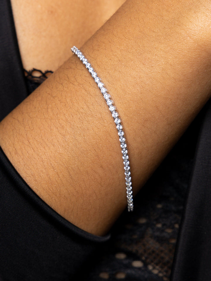 Caroline Néron Bracelets de cheville Argent / 7 pouces + extension Bracelet Tennis Exclusive en argent sterling
