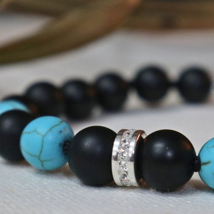 Mathieu Blanchard Bracelets Bracelet turquoise, onyx et argent sterling