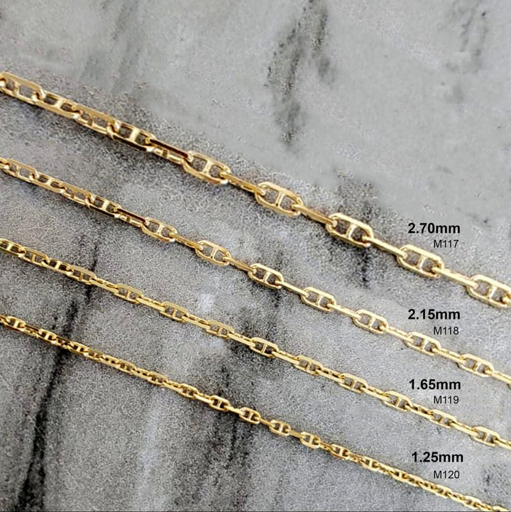 Chaîne Forçat Marine en or 10K - Colliers Chaîne pour pendentif  Forçat marine 1,25mm en or 10K | Mathieu Blanchard Mathieu Blanchard Joaillerie