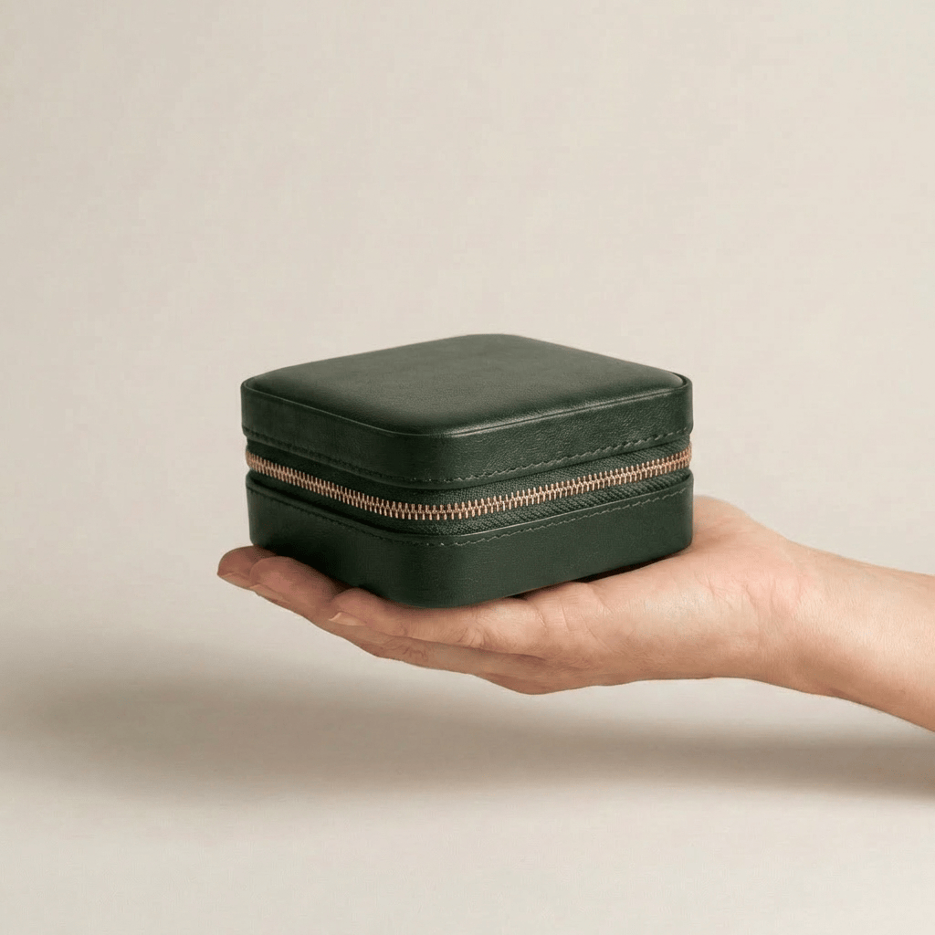 Coffret à bijoux en cuir Cabine Vert Mathieu Blanchard ACCESSOIRES PCOM20068S-vert Coffret à bijoux Cabine en cuir vert | Voyage &amp; rangement Mathieu Blanchard Joaillerie