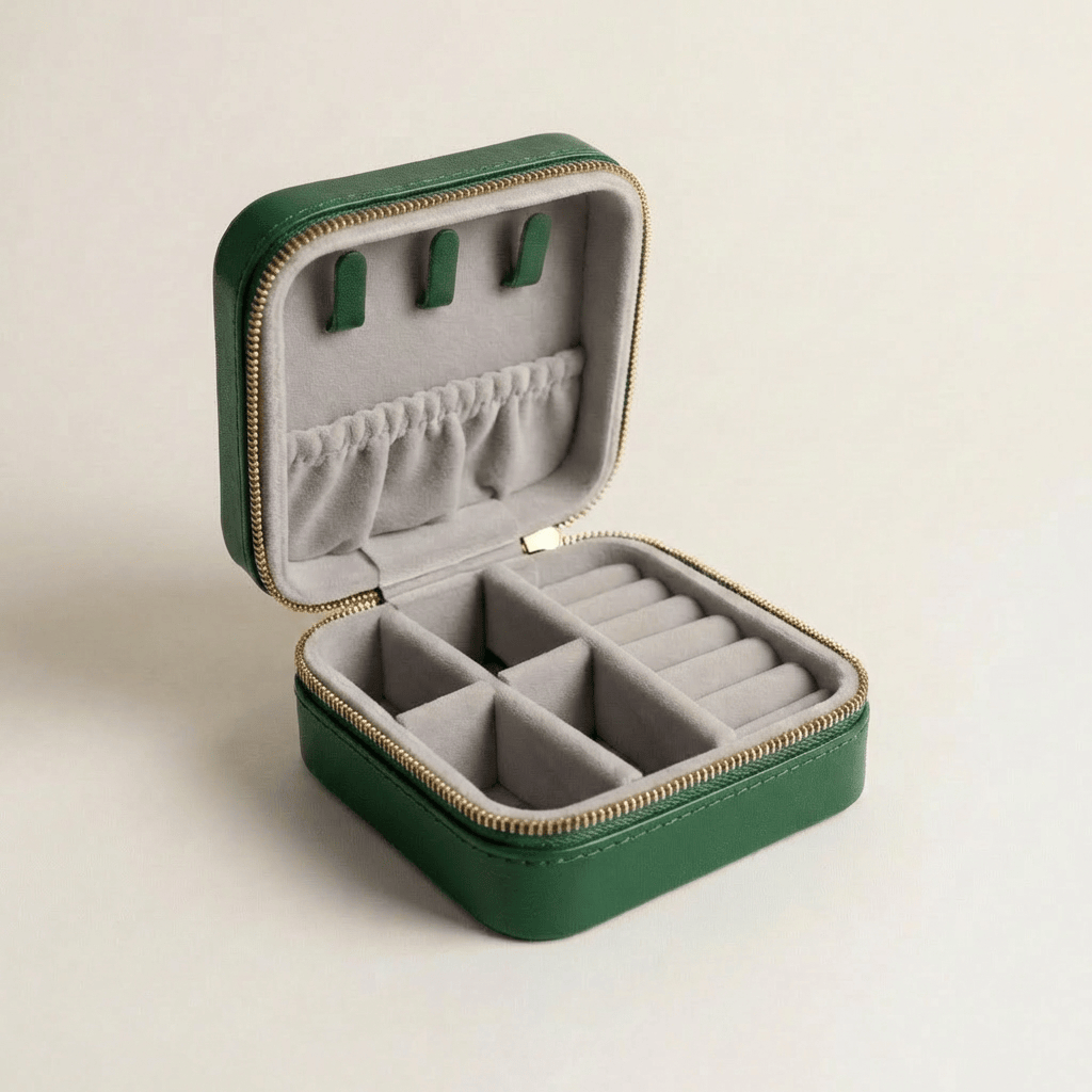 Coffret à bijoux en cuir Cabine Vert Mathieu Blanchard ACCESSOIRES PCOM20068S-vert Coffret à bijoux Cabine en cuir vert | Voyage &amp; rangement Mathieu Blanchard Joaillerie