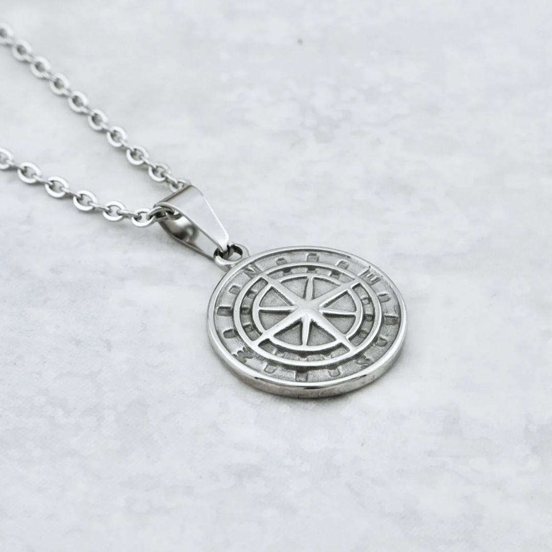 Collier Boussole en argent sterling Mathieu Blanchard Colliers Argent sterling PCOM10804S Collier Plaque en acier inox | Mathieu Blanchard Joaillerie Mathieu Blanchard Joaillerie