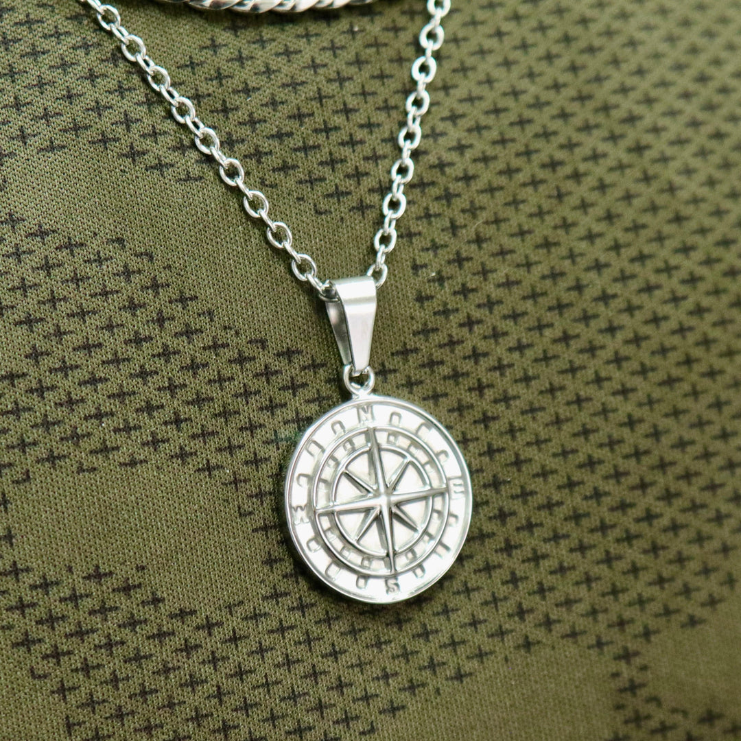 Collier Boussole en argent sterling Mathieu Blanchard Colliers Argent sterling PCOM10804S Collier Plaque en acier inox | Mathieu Blanchard Joaillerie Mathieu Blanchard Joaillerie