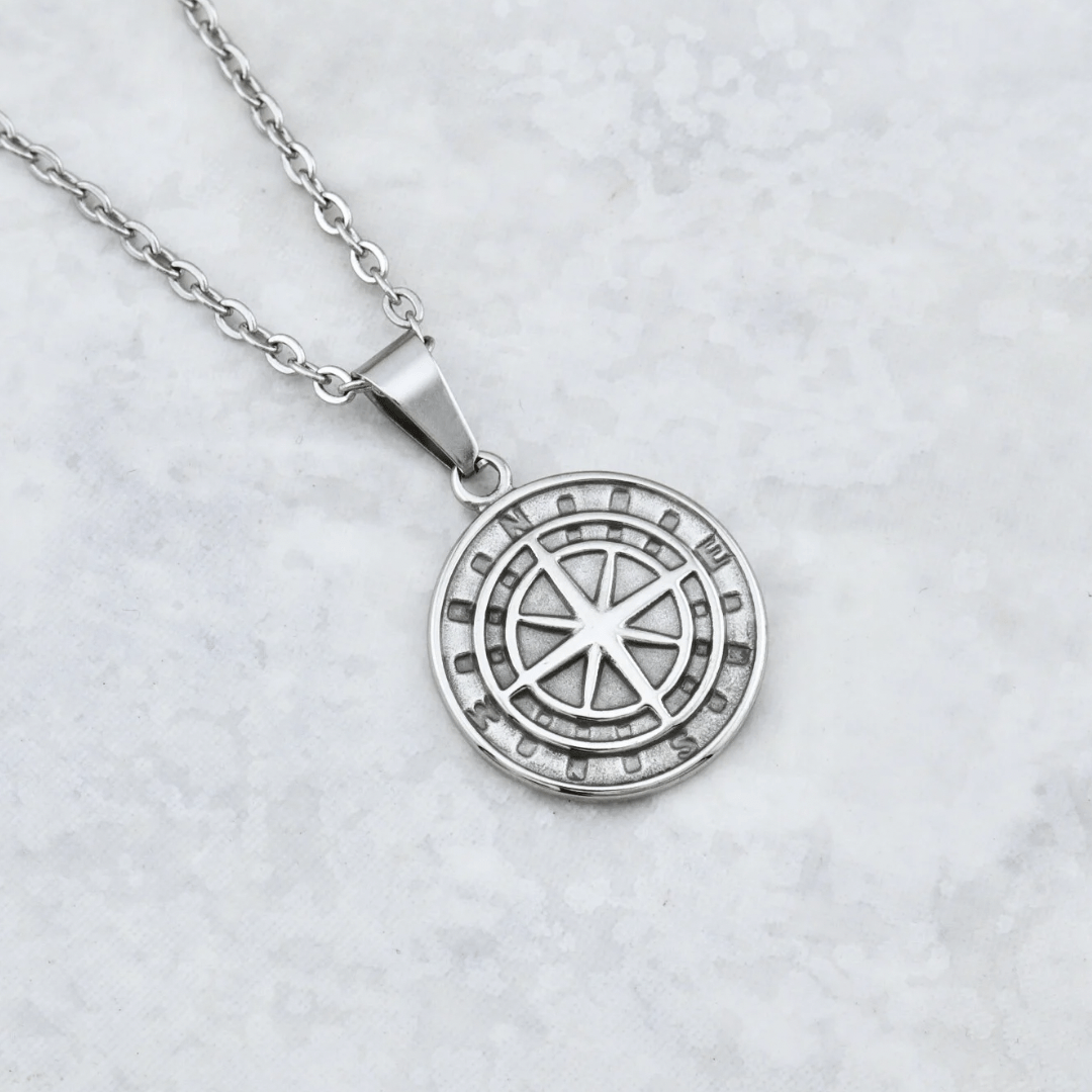 Collier Boussole en argent sterling Mathieu Blanchard Colliers Argent sterling PCOM10804S Collier Plaque en acier inox | Mathieu Blanchard Joaillerie Mathieu Blanchard Joaillerie