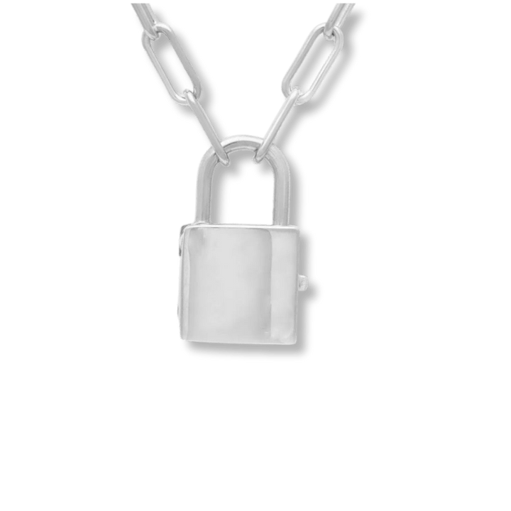 Mathieu Blanchard Chaîne Collier Cadenas mailles rectangles en argent sterling