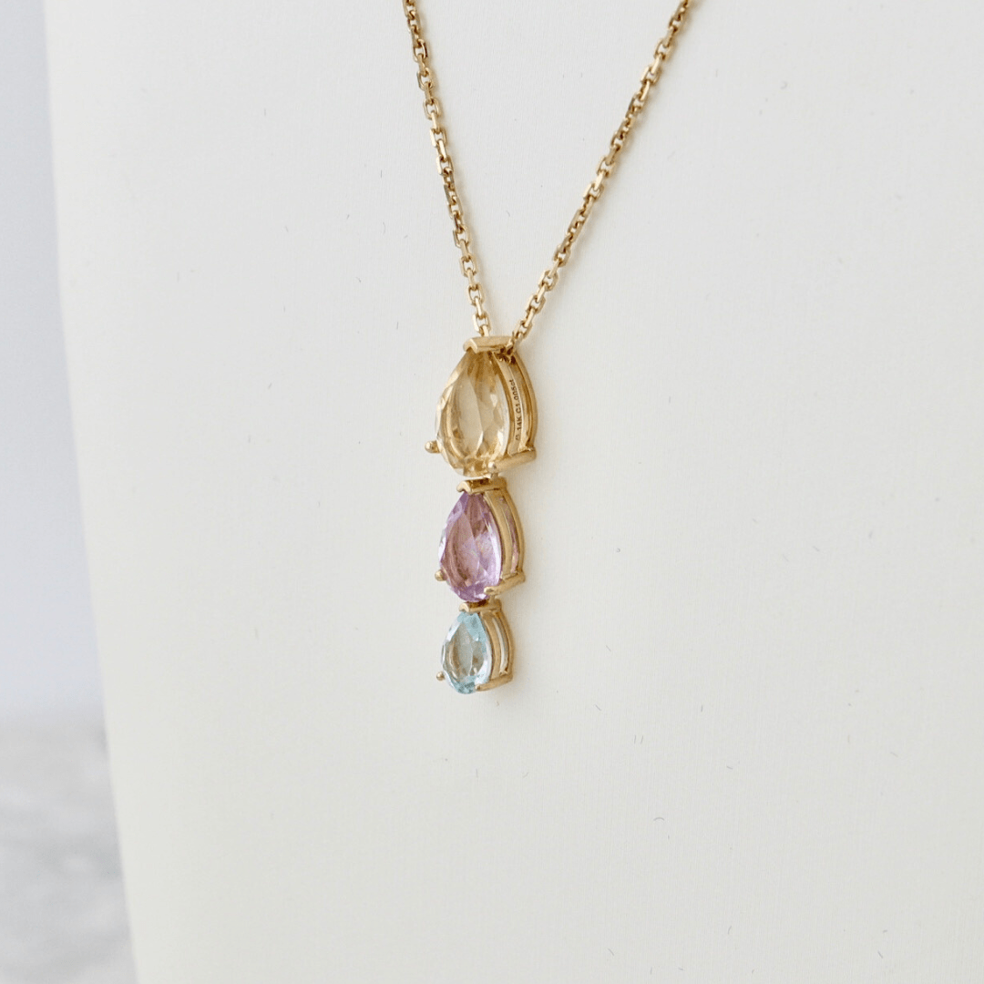 Collier, citrine améthyste et topaze en or 14k Mathieu Blanchard Collier Or jaune 14K Collier en or 14K, citrine améthyste et topaze | Mathieu Blanchard Mathieu Blanchard Joaillerie
