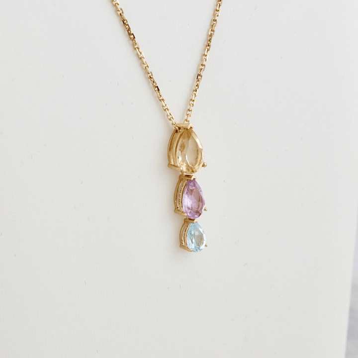 Collier, citrine améthyste et topaze en or 14k Mathieu Blanchard Collier Or jaune 14K Collier en or 14K, citrine améthyste et topaze | Mathieu Blanchard Mathieu Blanchard Joaillerie