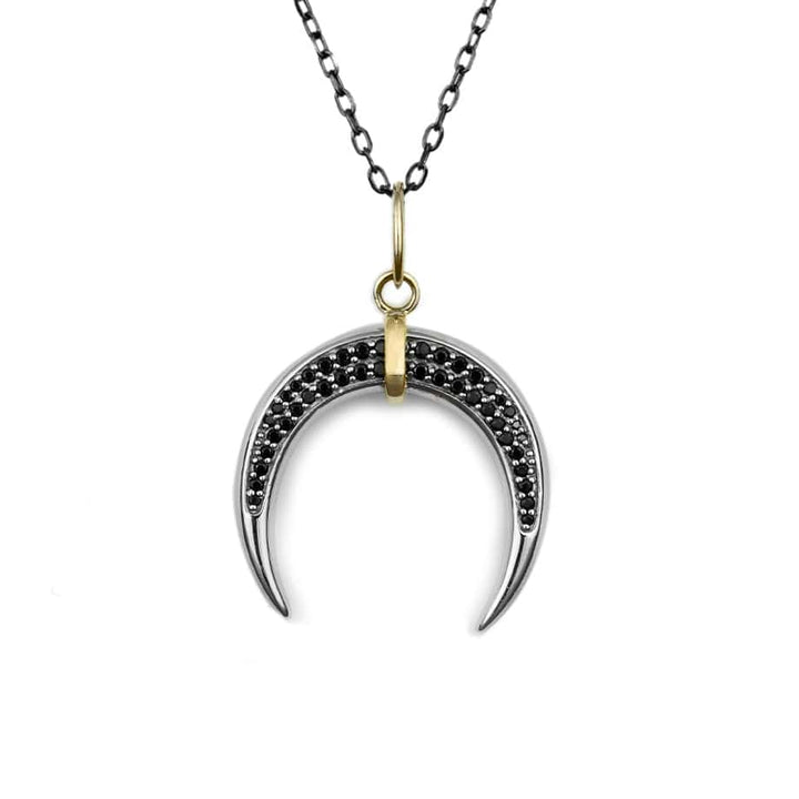 Mathieu Blanchard Collier Corne en argent sterling, or 14K et saphirs noirs
