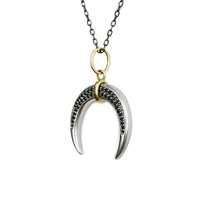 Mathieu Blanchard Collier Corne en argent sterling, or 14K et saphirs noirs