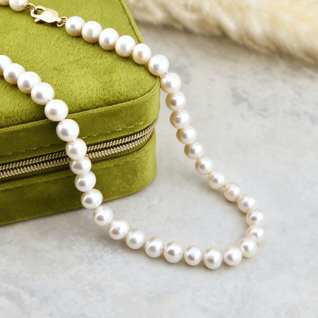 Collier de perles 8 mm et en or jaune 14K Mathieu Blanchard Or jaune 14K PCOM16880S Bracelet Perles  6mm - AAA  et or 14K | Mathieu Blanchard Mathieu Blanchard Joaillerie