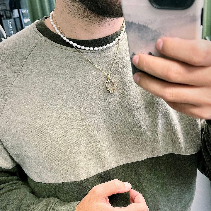 Mathieu Blanchard Argent sterling / 16 pouces + 1.5 pouces d’extension Collier de perles de riz et argent sterling