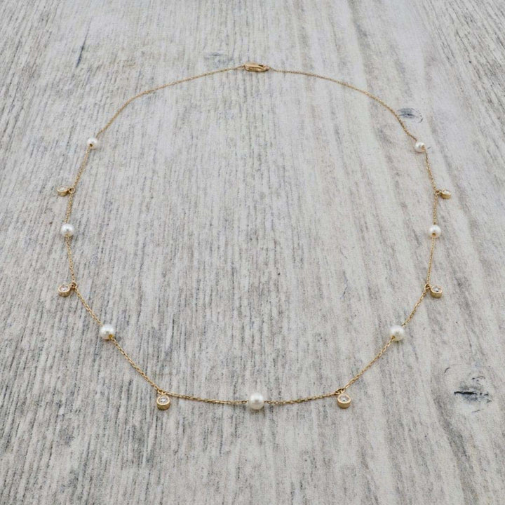 Mathieu Blanchard Collier en or 14K serti de diamants et perles