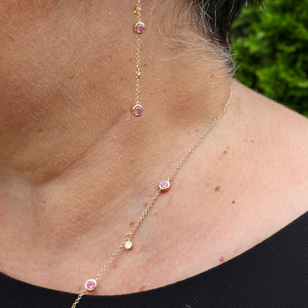 Mathieu Blanchard Collier en or 14K serti de diamants et tourmaline