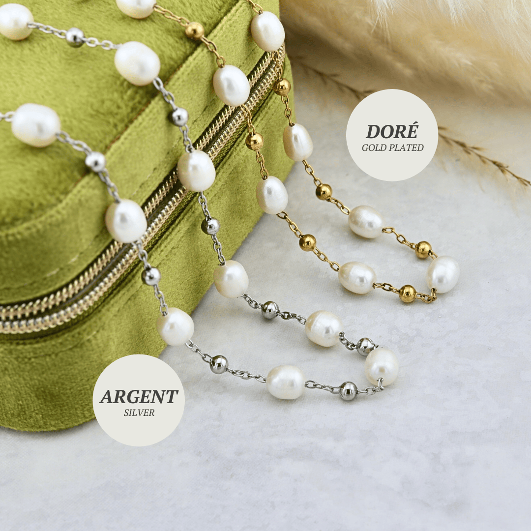 Collier et perles baroques en acier inoxydable Mathieu Blanchard collier Collier en acier inox et perles baroques | Mathieu Blanchard Mathieu Blanchard Joaillerie