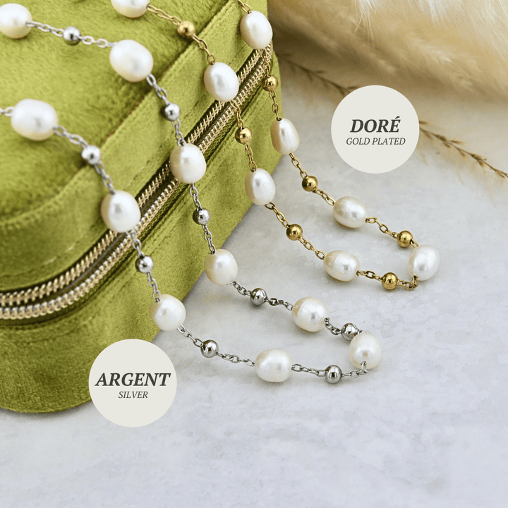 Collier et perles baroques en acier inoxydable Mathieu Blanchard collier Collier en acier inox et perles baroques | Mathieu Blanchard Mathieu Blanchard Joaillerie