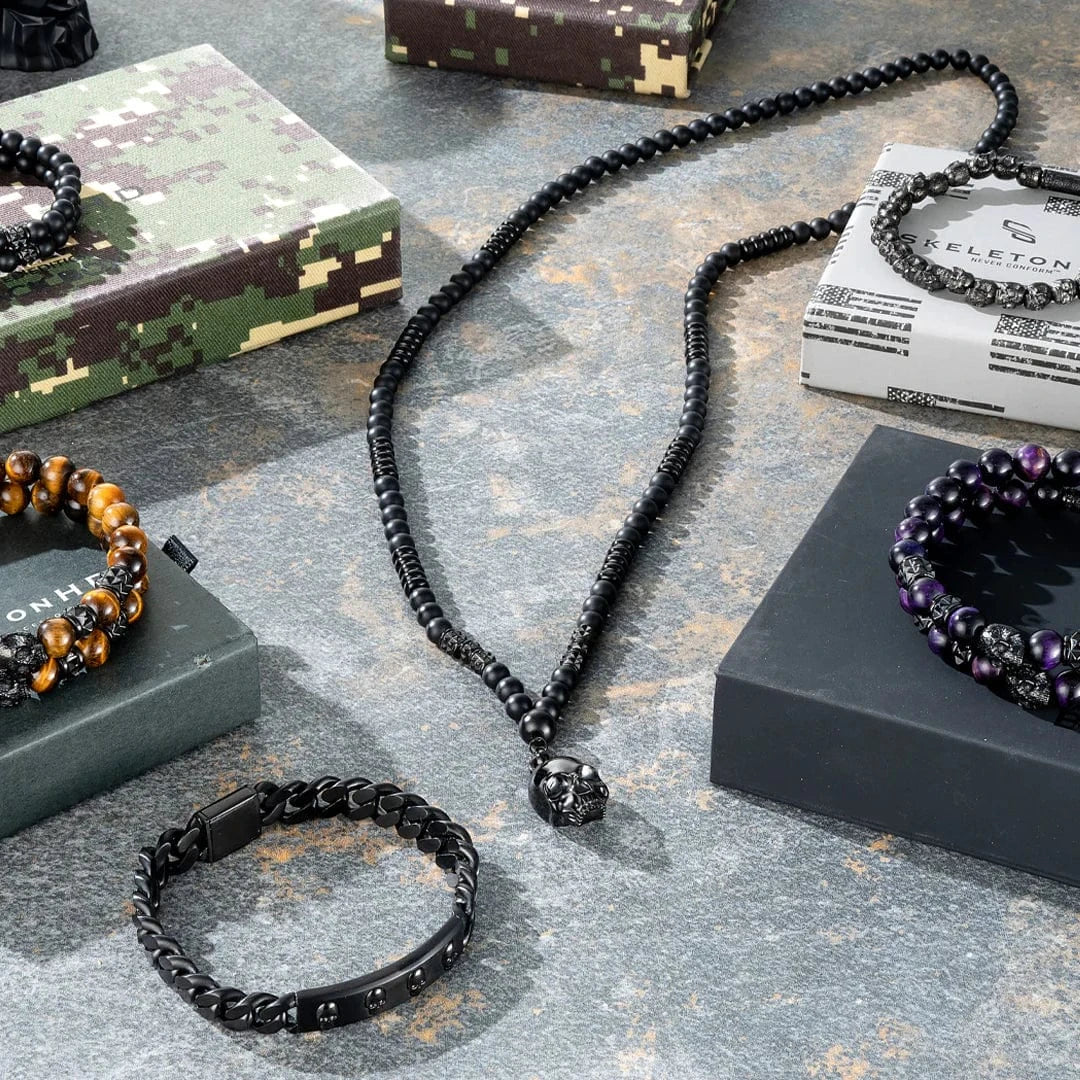 SkeletonHD Collier Memento Mori en acier
