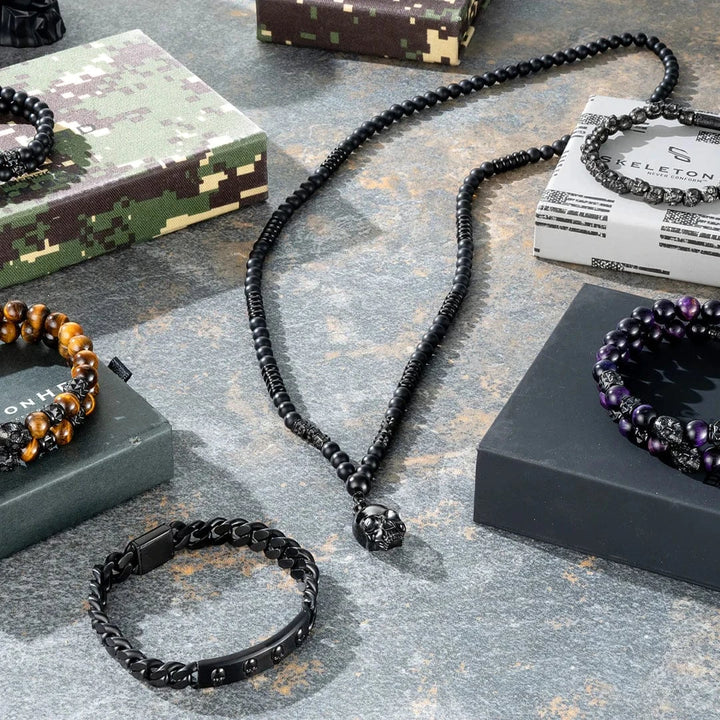 SkeletonHD Collier Memento Mori en acier