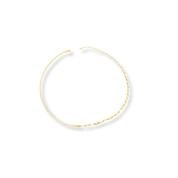 Mathieu Blanchard Collier Paperclip Tennis en argent sterling