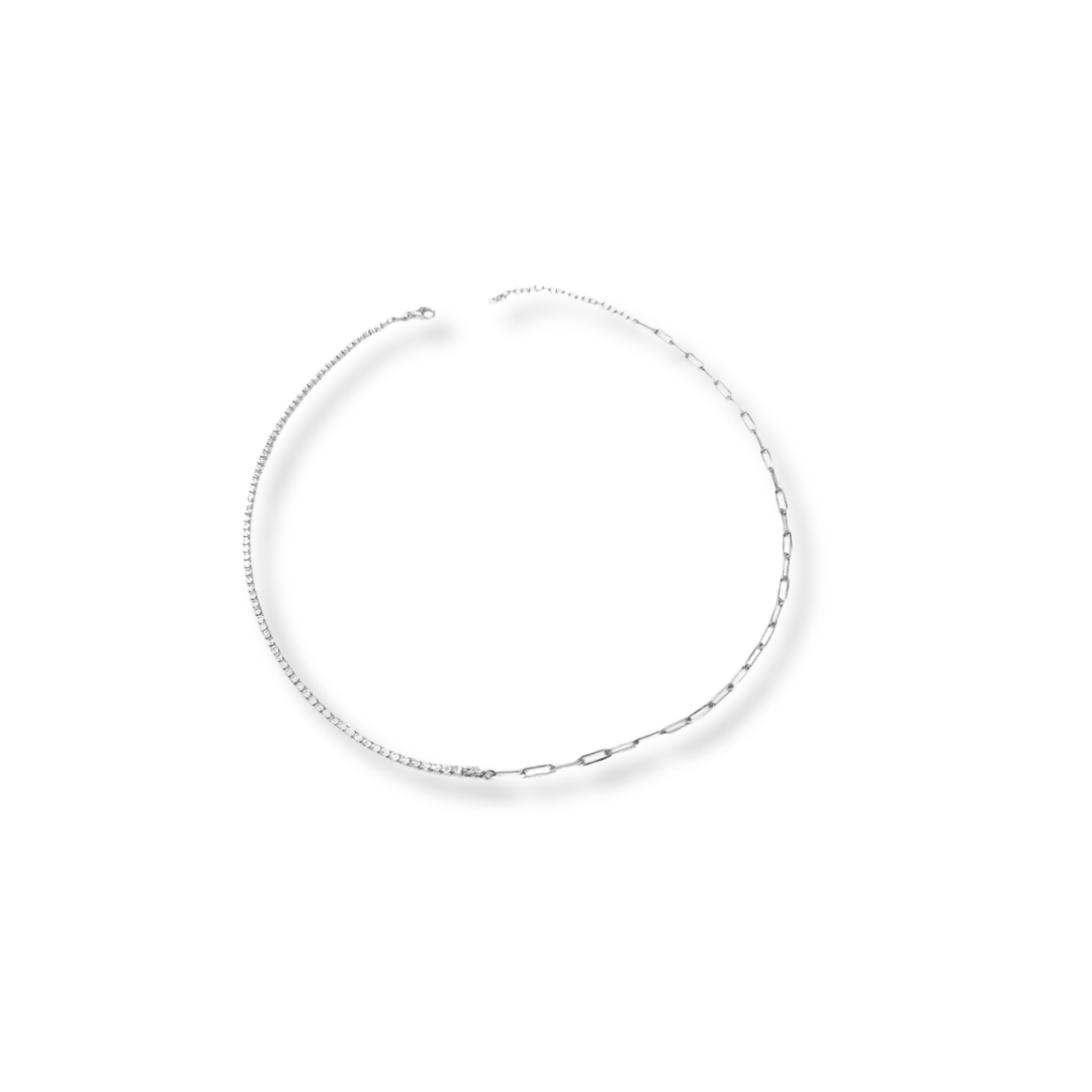 Mathieu Blanchard Collier Paperclip Tennis en argent sterling