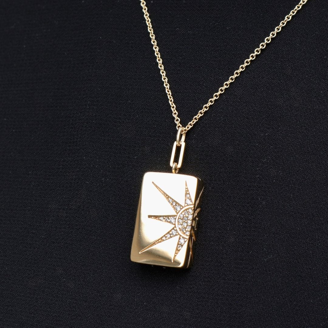 Mathieu Blanchard Collier porte-photo Soleil en or 14K et diamants