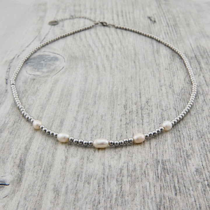 Mathieu Blanchard Pendants Argent Collier Zéphyr en acier et perles