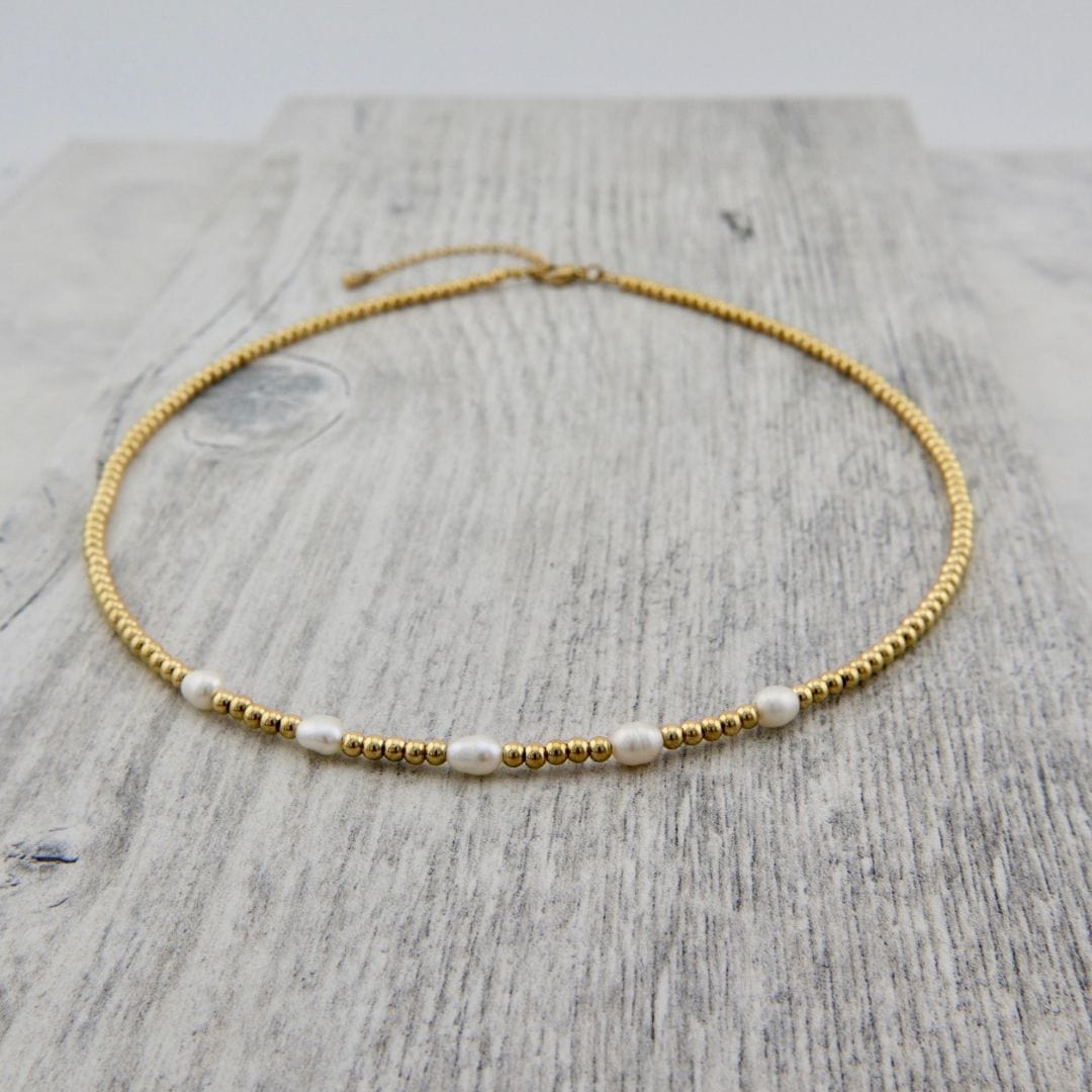 Mathieu Blanchard Pendants Doré Collier Zéphyr en acier et perles