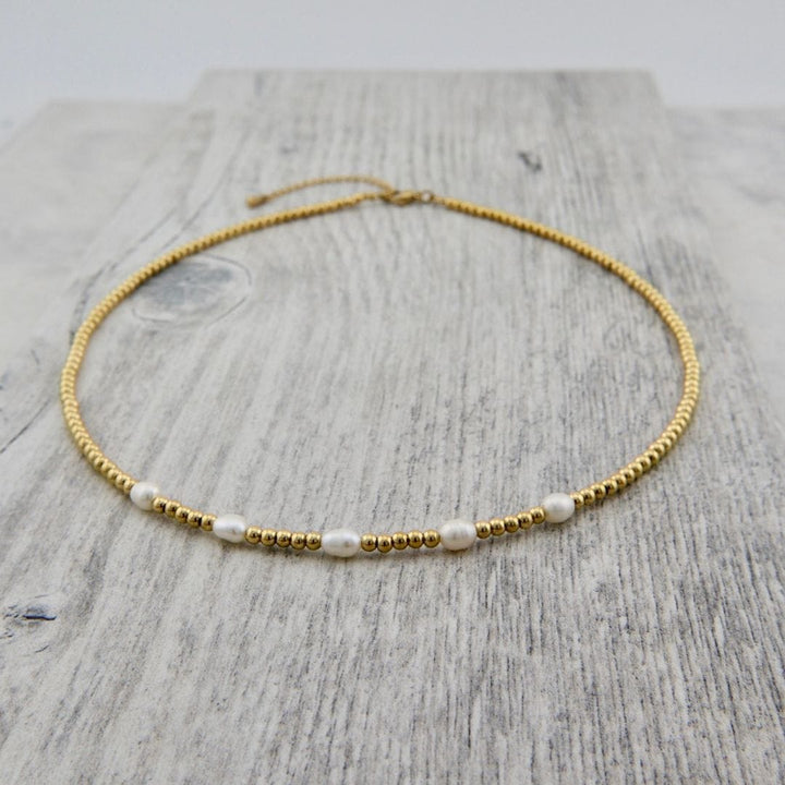 Mathieu Blanchard Pendants Doré Collier Zéphyr en acier et perles