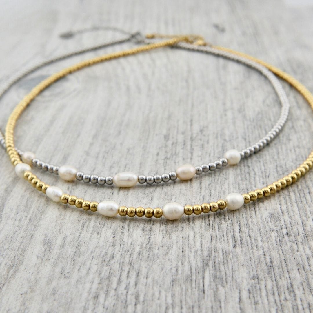 Mathieu Blanchard Pendants Collier Zéphyr en acier et perles