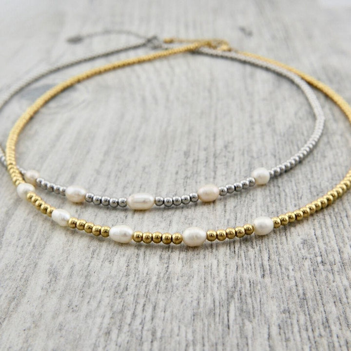 Mathieu Blanchard Pendants Collier Zéphyr en acier et perles