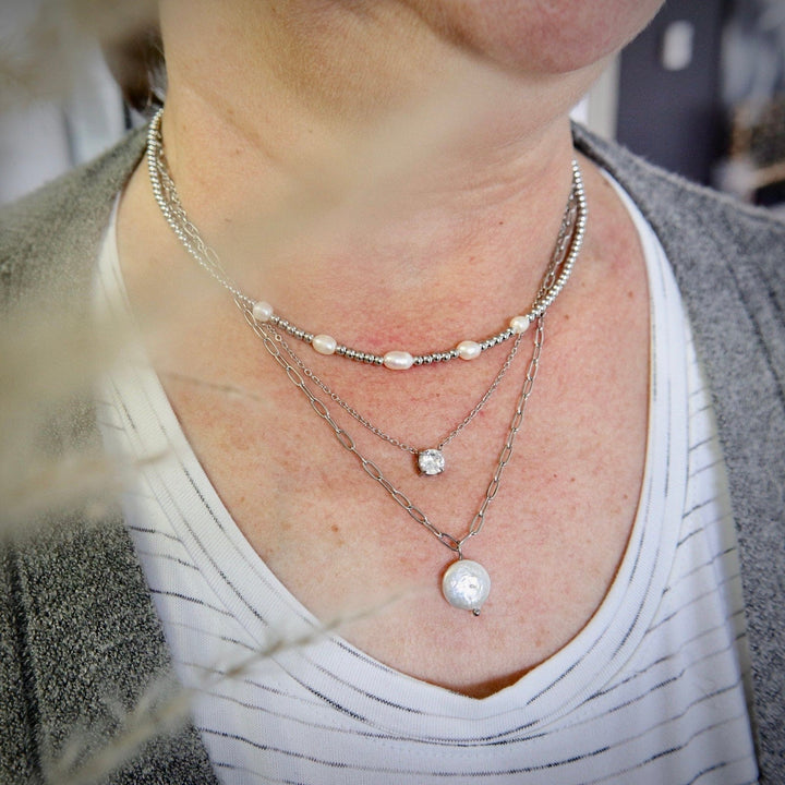 Mathieu Blanchard Pendants Collier Zéphyr en acier et perles