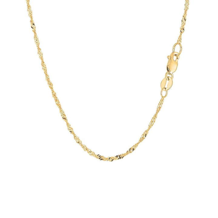 - Colliers Or 10K / 1.7 mm - 16 pouces / Doré Chaine Singapour en argent sterling ou or 10K