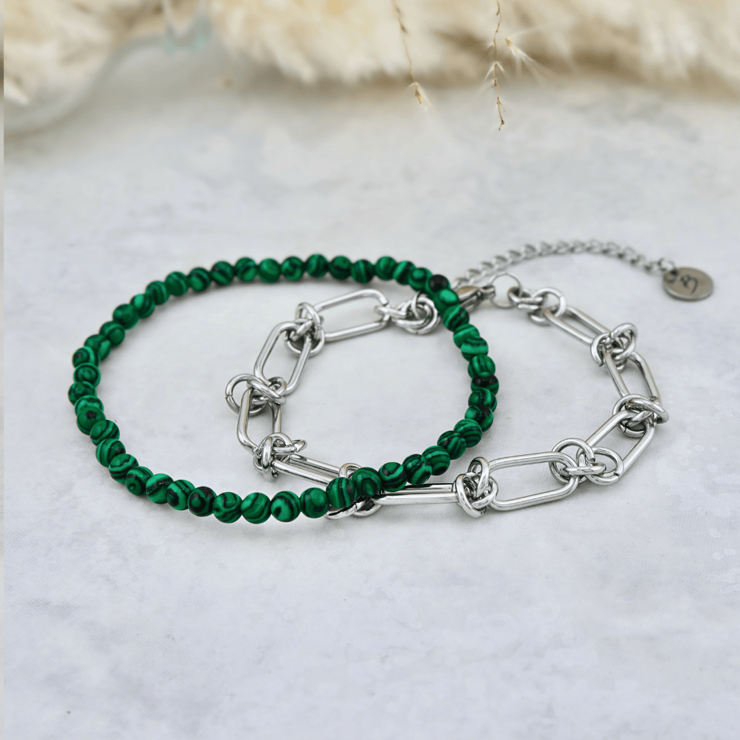 Mathieu Blanchard Bracelets Duo de bracelets Malachite et Acier