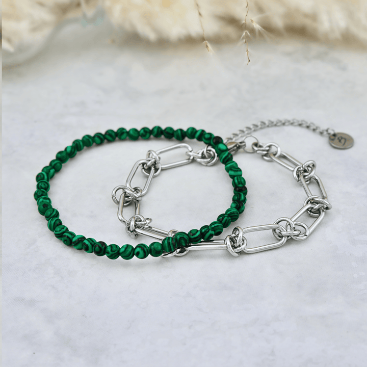 Mathieu Blanchard Bracelets Duo de bracelets Malachite et Acier