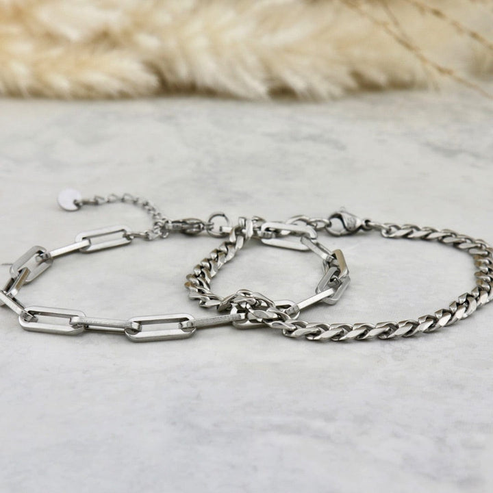 Duo de bracelets Paperclip en acier inoxydable Mathieu Blanchard Bracelets Duo de bracelets Paperclip en acier inox | Mathieu Blanchard Mathieu Blanchard Joaillerie