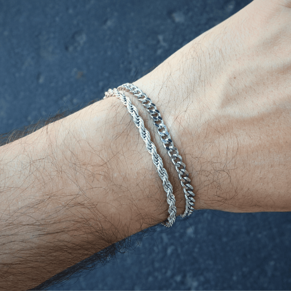 Duo de bracelets Torsade & Gourmette en acier inoxydable Mathieu Blanchard Bracelets Acier inoxydable PDUM14278S Duo de bracelets Torsade & Gourmette 4,5mm en acier inox | Mathieu Blanchard Mathieu Blanchard Joaillerie