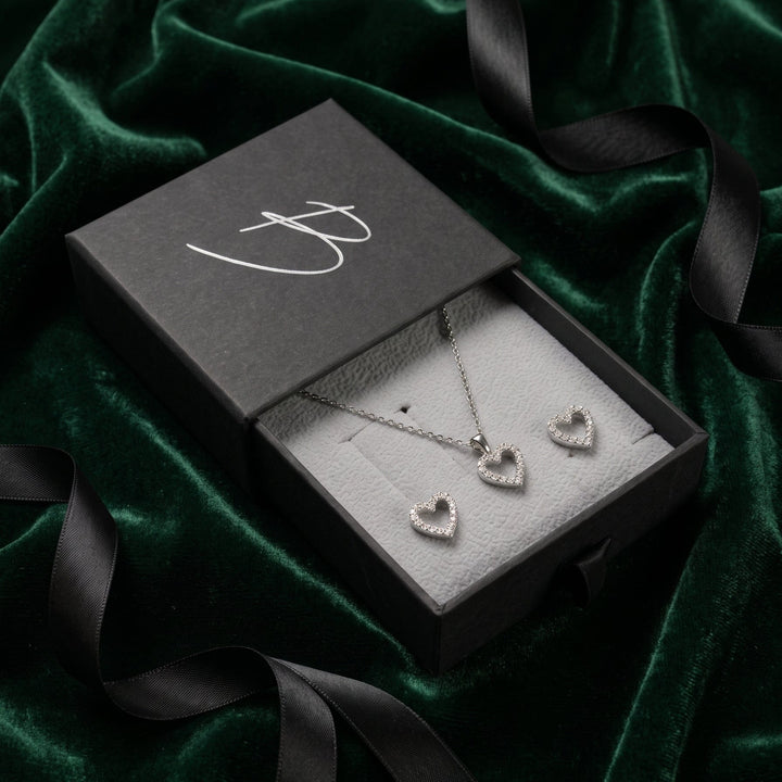 Ensemble cadeau collier et boucles d’oreilles Cœur en argent sterling Mathieu Blanchard Ensemble cadeau collier et boucles d’oreilles Cœur en argent sterling Mathieu Blanchard Joaillerie