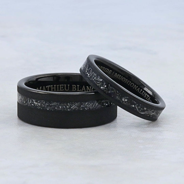Jonc Météorite Muonionalusta 4mm en tungstène Mathieu Blanchard Jonc tungstène 4mm avec météorite Muonionalusta | Mathieu Blanchard Mathieu Blanchard Joaillerie