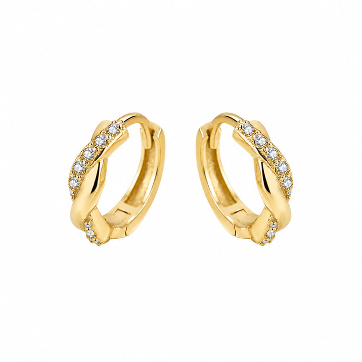 Sparkling Twisted Sterling Silver Huggie Earrings