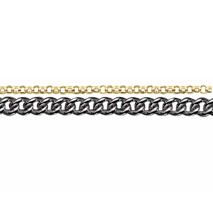 Mathieu Blanchard Bracelet de cheville Double gourmette en argent sterling et or 10K