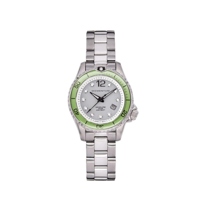 Momentum Montres Acier inoxydable Montre à énergie solaire 30mm Mini Eclipse verte