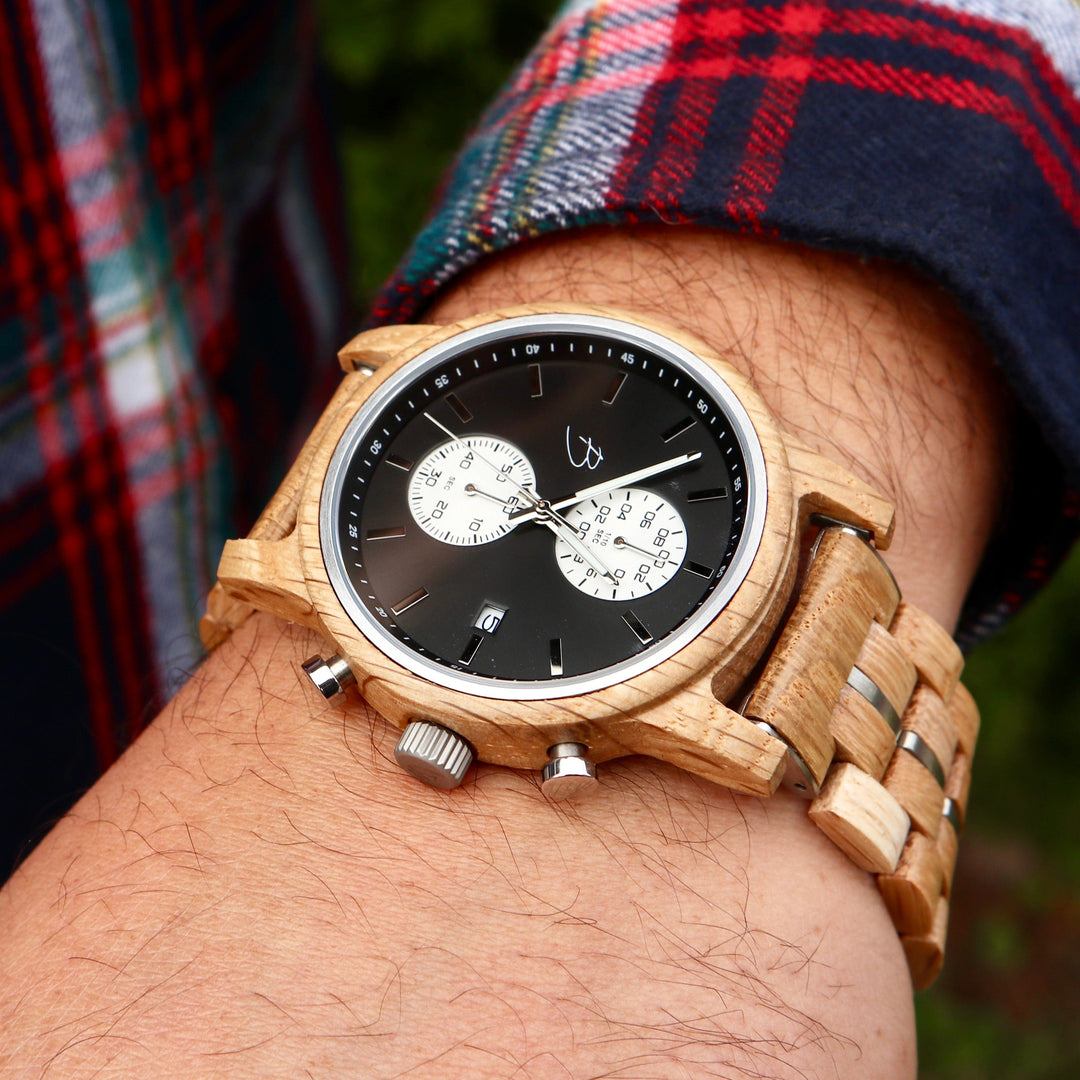 Mathieu Blanchard Montres Chêne provenant de baril de whisky Montre Arnold en bois de baril de Whisky recyclé