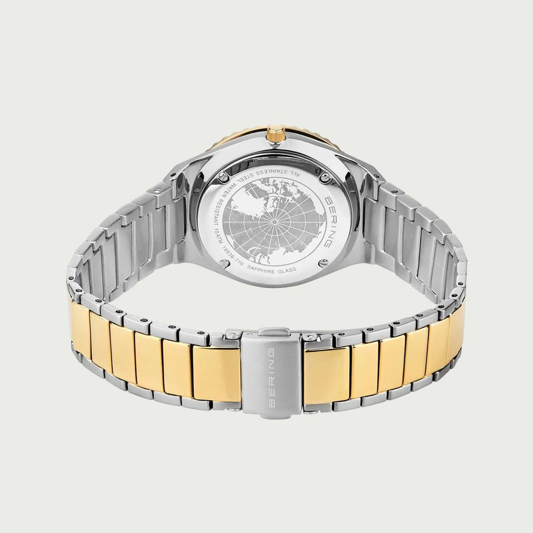 Montre Bering 2 tons 36mm 18936 710 Bering Montre Acier inoxydable plaqué or jaune 18936-710 Montre Bering 2 tons 36mm 18936-710 - Mathieu Blanchard - Dépositaire officiel Bering Canada Mathieu Blanchard Joaillerie