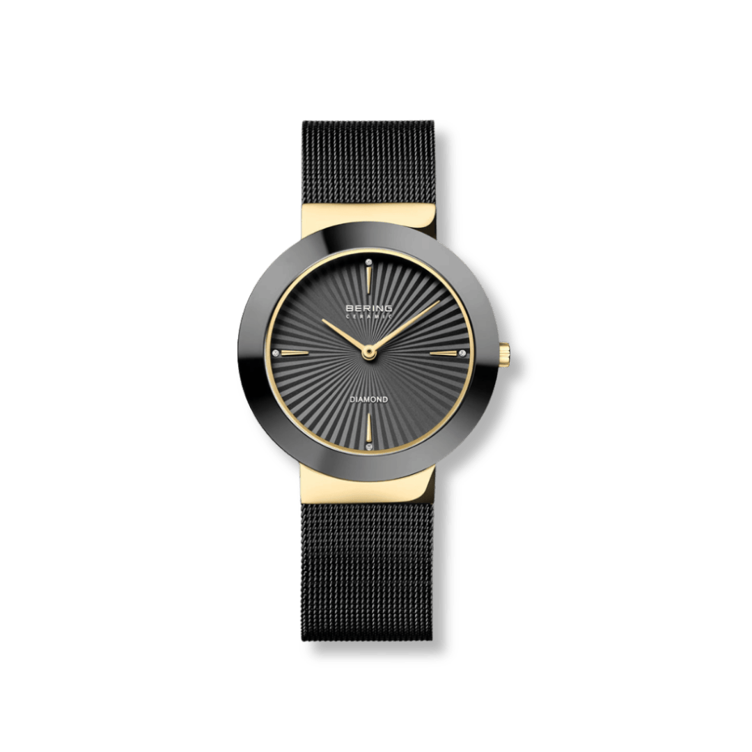 Montre Bering Ceramique 35mm 11435 132 Bering Montre Acier inoxydable plaqué or jaune et noir 11435-132 Montre Bering Ceramique Noire 35mm 11435-132 | Mathieu Blanchard Mathieu Blanchard Joaillerie