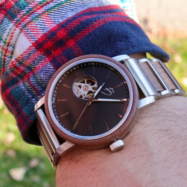 Mathieu Blanchard Montres Noyer Montre Bürgi en bois de noyer