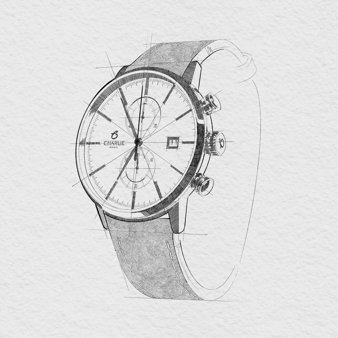 Montre Charlie Paris HORIZON Chronographe Bleu 39 mm en acier inoxydable Charlie Paris Montre Montre Charlie Paris HORIZON Chronographe - Bleu 39 mm | Dépositaire Officiel Canada | Mathieu Blanchard Joaillerie Mathieu Blanchard Joaillerie