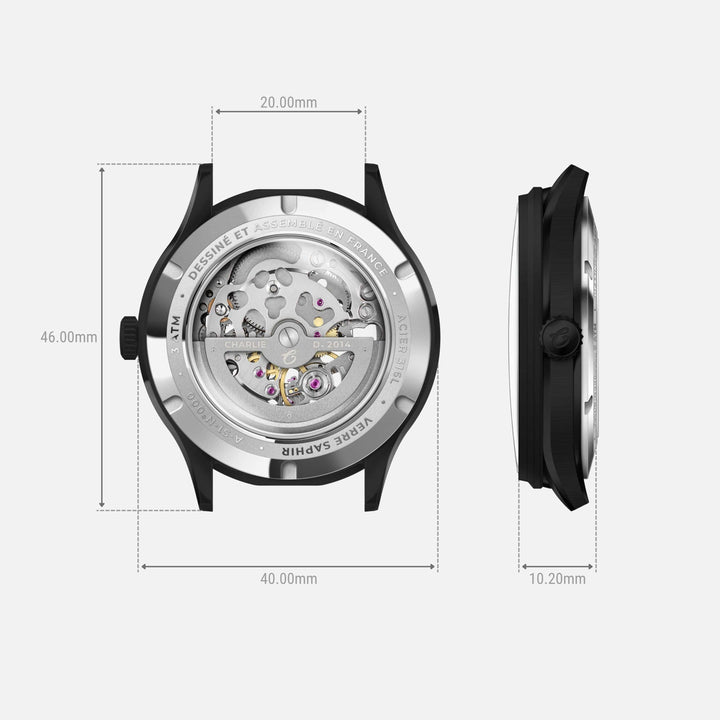 Charlie Paris Montre Montre Charlie Paris INITIAL Squelette - Fantôme 40 mm