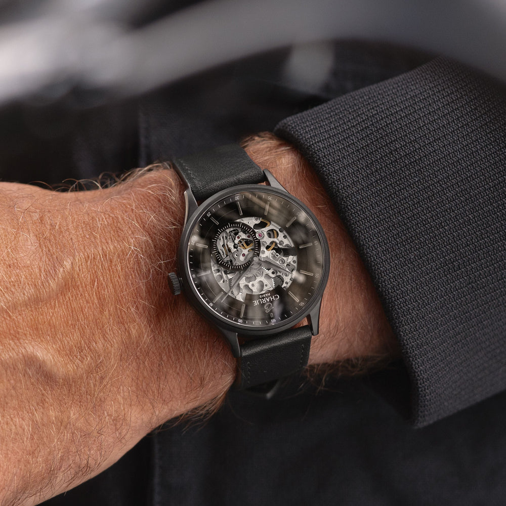 Montre Charlie Paris INITIAL Squelette Fantôme 40 mm en acier inoxydable Charlie Paris Montre Montre Charlie Paris INITIAL Squelette - Fantôme 40 mm | Dépositaire Officiel Canada | Mathieu Blanchard Joaillerie Mathieu Blanchard Joaillerie