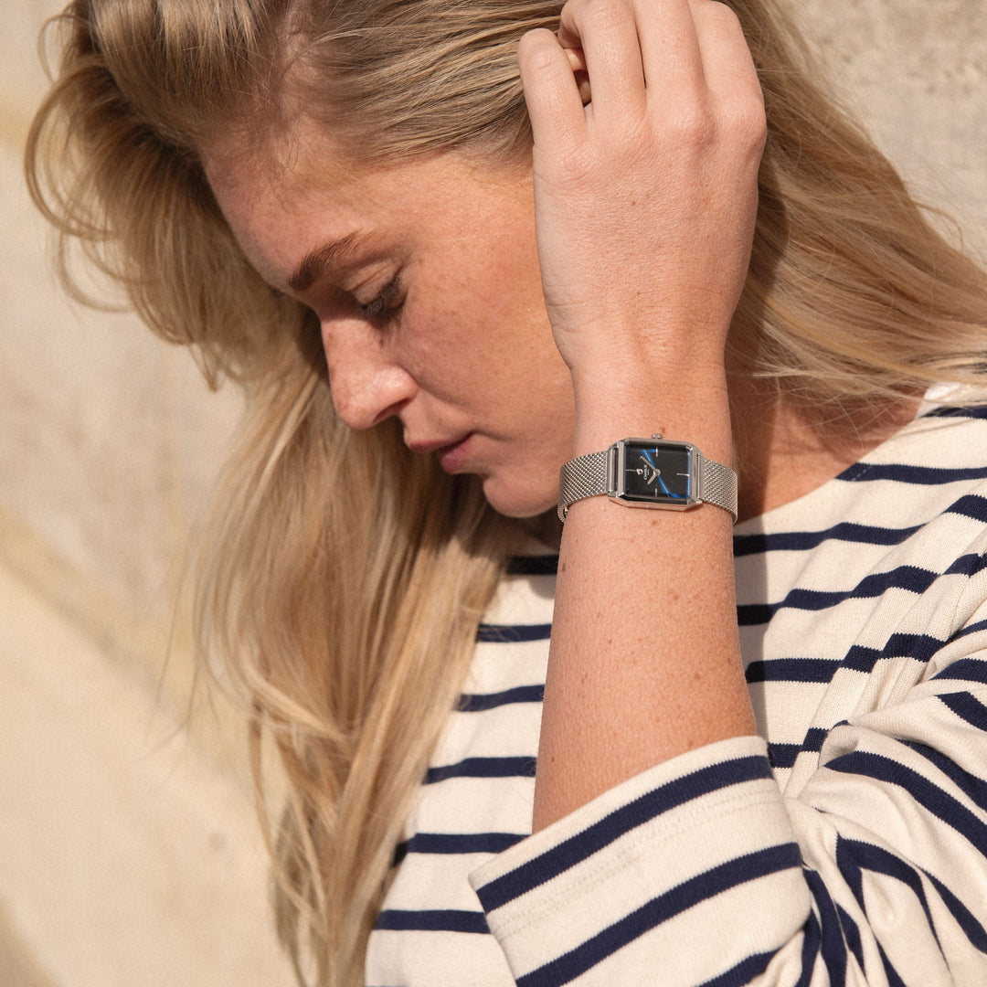 Montre Charlie Paris MONCEAU &amp; Bleu 36 mm en acier inoxydable Charlie Paris Montre Montre Charlie Paris MONCEAU Acier &amp; Bleu 36 mm | Dépositaire Officiel Canada | Mathieu Blanchard Joaillerie Mathieu Blanchard Joaillerie