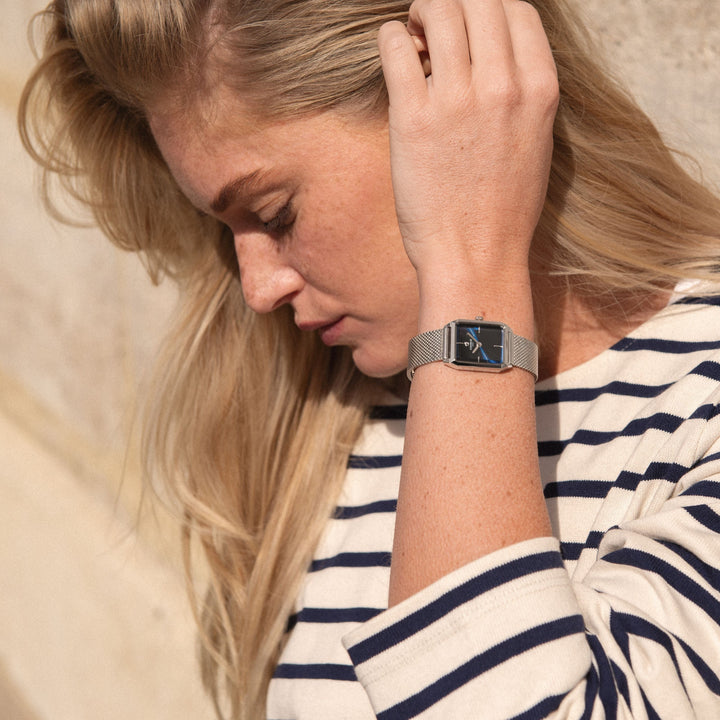 Montre Charlie Paris MONCEAU &amp; Bleu 36 mm en acier inoxydable Charlie Paris Montre Montre Charlie Paris MONCEAU Acier &amp; Bleu 36 mm | Dépositaire Officiel Canada | Mathieu Blanchard Joaillerie Mathieu Blanchard Joaillerie